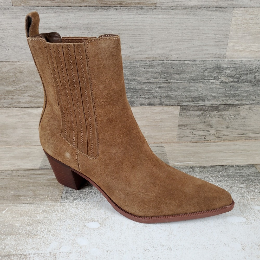 Dolce Vita Steffi Womens Booties Sz 10 M Chestnut Suede Pointed Toe Block Heel